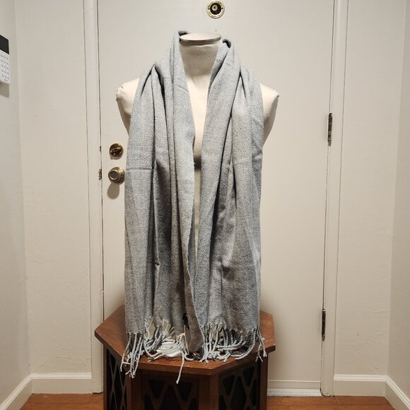 Acne Studios Virgin Wool Oversize Scarf - 26" x 75" Heather Gray - Picture 7 of 9